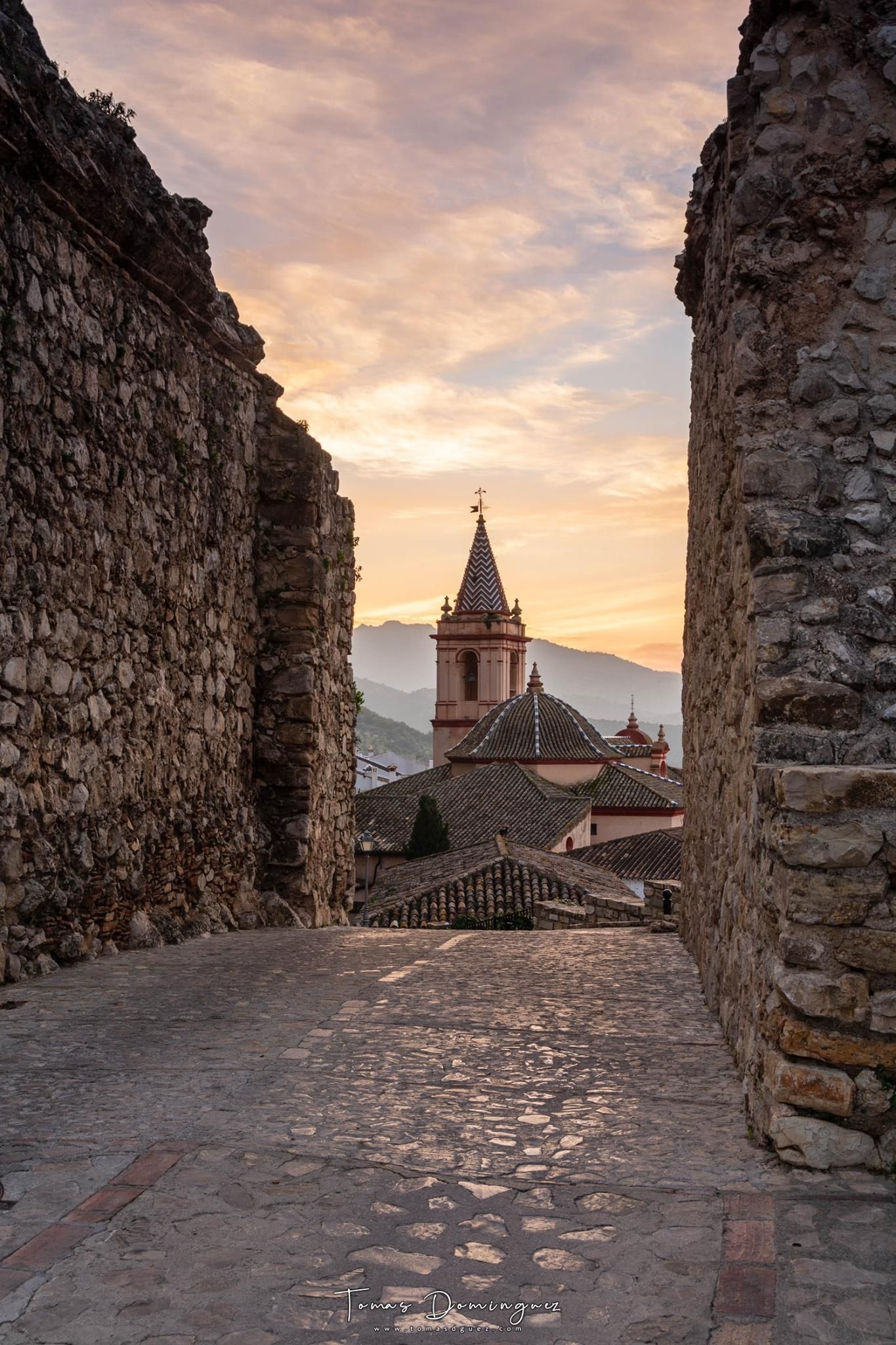 imagen de la Torre de la Iglesia de Sta. M. de la Mesa desde el Arco de la Villa.